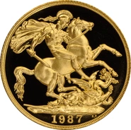 1987 £2 Proof Gold Coin (Double Sovereign) no box or cert