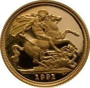 1991 Gold Half Sovereign Elizabeth II third Head - Proof no box