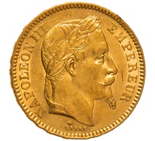 1866 20 French Francs - Napoleon III Laureate Head - BB