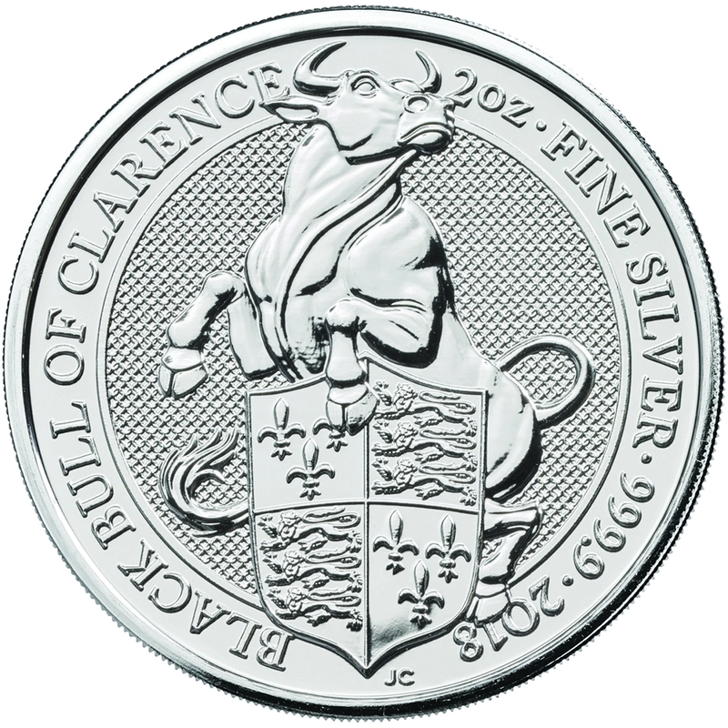 2018 2oz Black Bull of Clarence Silver Coin Queen's Beasts