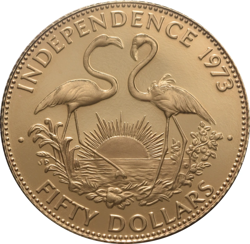 Bahamas $50 Gold Coin 1973 Independence