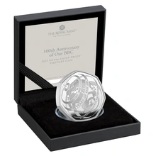 2022 100th Anniversary of Our BBC Piedfort Fifty Pence Proof Silver Coin Boxed