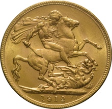 1912 Gold Sovereign - King George V - M