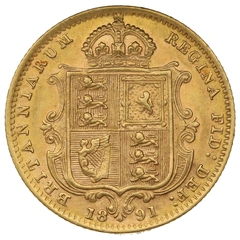 1891 Gold Half Sovereign Queen Victoria Jubilee Head Shield Back