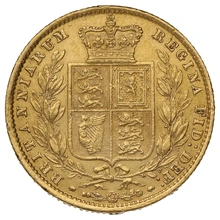 1862 Gold Sovereign - Victoria Young Head Shield Back- London