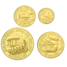 1992 Solomon Islands 50th Anniversary Battle of Coral Sea 4-Coin Gold Proof Set Boxed