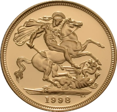 1998 Proof Gold Sovereign Coin Elizabeth II Fourth Head