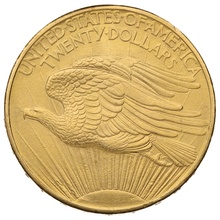 1908 $20 Double Eagle St Gaudens Gold coin Philadelphia no motto