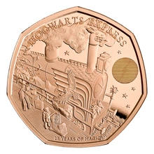 2022 25th Anniversary of Harry Potter - The Hogwarts Express Fifty Pence Proof Gold Coin Boxed