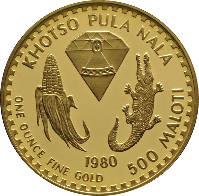 1980 Lesotho 1oz 500 Maloti 110th Anniversary Moshoeshoe I