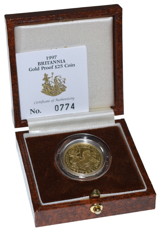 1997 Britannia Quarter Ounce Gold Proof Coin boxed with COA