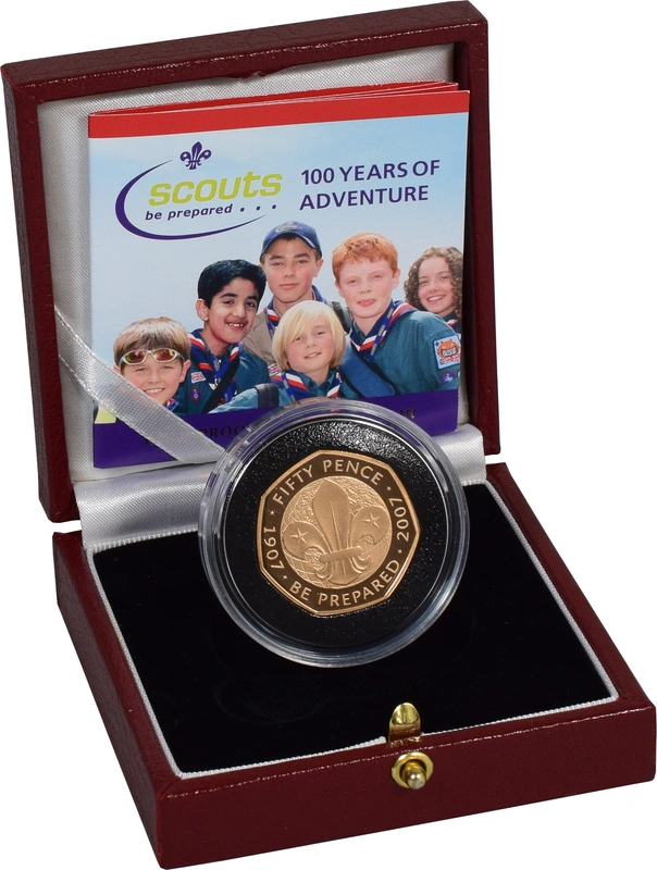 2007 Proof 50p Gold Coin Scouts Boxed