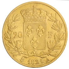 20 French Francs - Louis XVIII Bare Head