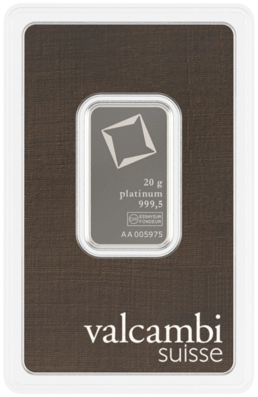 Valcambi 20 Gram Platinum Bar Minted