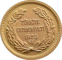 Turkish 50 Piastres Kurush Gold Coin - Kemal Ataturk
