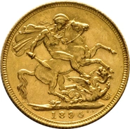 1894 Gold Sovereign Coin Queen Victoria Old Head Sydney