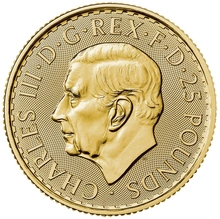 Tube of 25 2023 Quarter Ounce King Charles III Britannia Gold Coins
