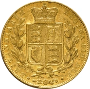 1842 Gold Sovereign Coin Queen Victoria Young Head Shield Back