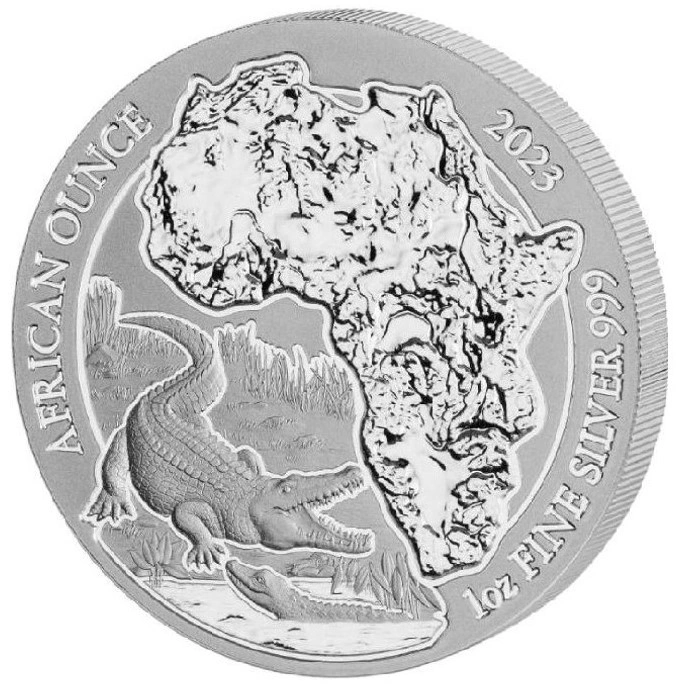 2023 African Ounce Crocodile Silver Coin 1oz