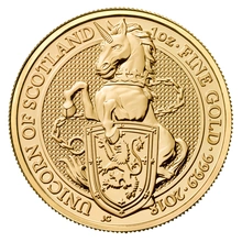 1oz Gold Coin, Unicorn of Scotland - Queen's Beast