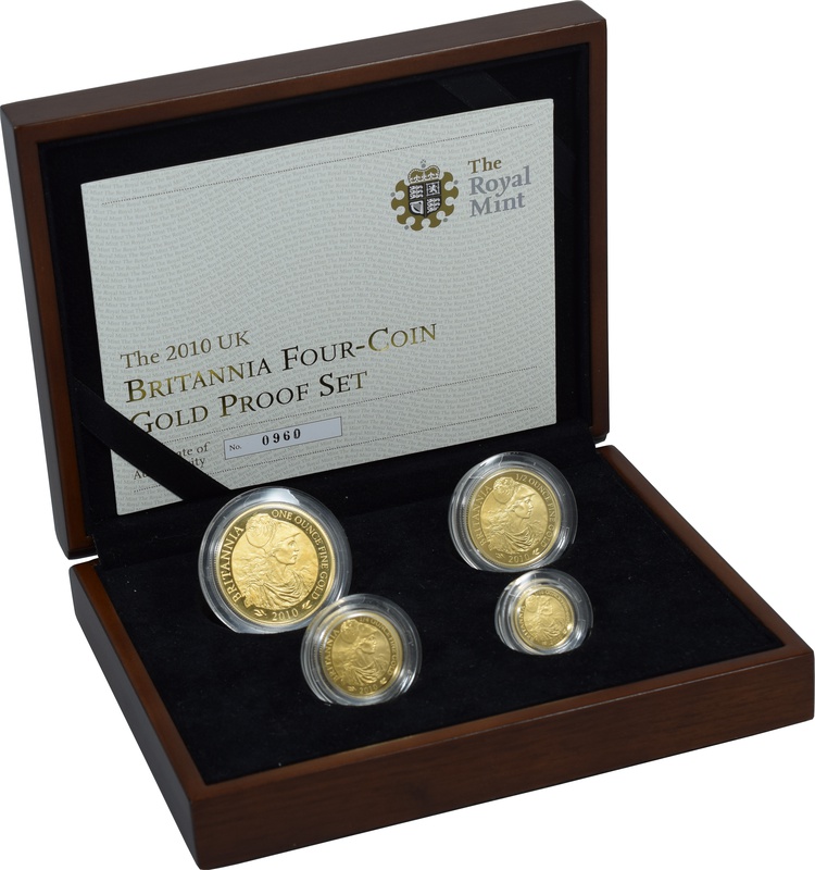 2010 Proof Britannia Gold 4-Coin Boxed Set
