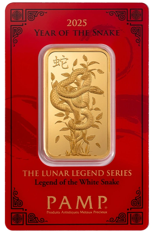 1oz Gold Bar 2025 Year of the Snake PAMP