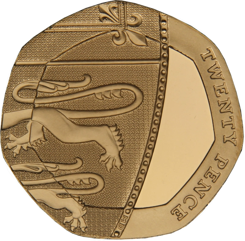 2008 Gold Proof 20p Twenty Pence Piece Royal Shield