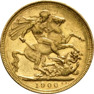 1900 Gold Sovereign Coin Queen Victoria Old Head Melbourne