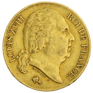 1817 20 French Francs - Louis XVIII Bare Head - Q