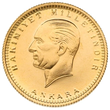 Turkish 250 Piastres Kurush Gold Coin Kemal Ataturk