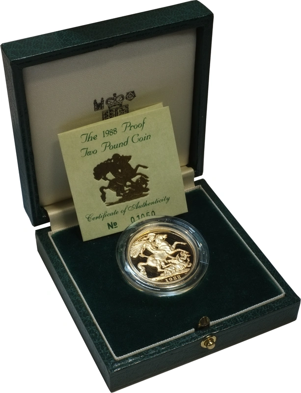 1988 £2 Two Pound Double Sovereign Proof Gold Coin Boxed