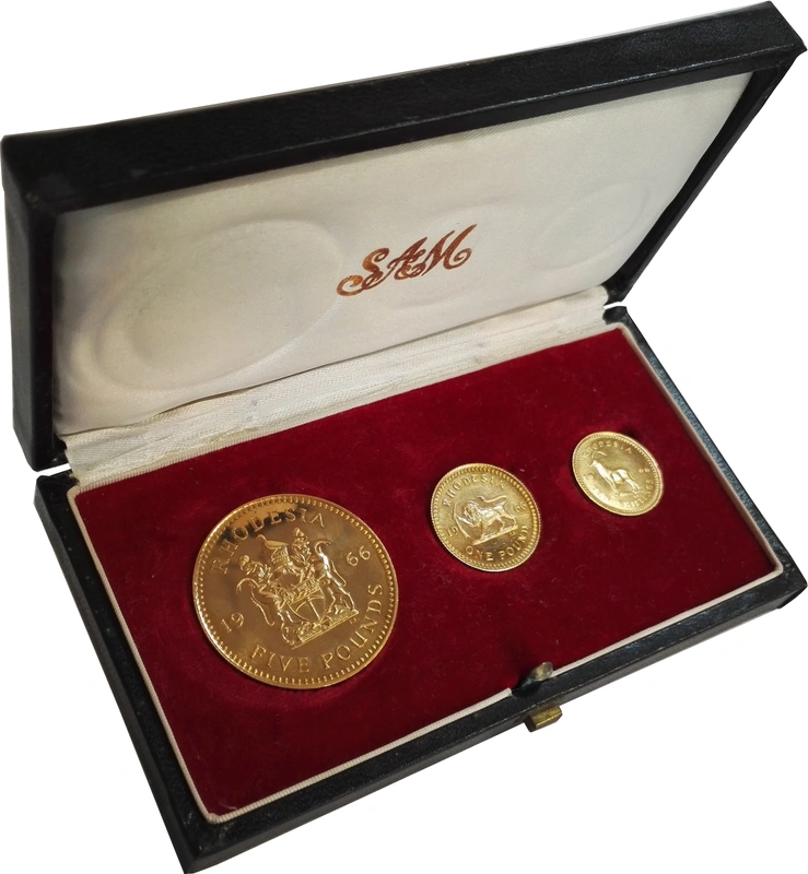 1966 Rhodesia Gold 3 coin set