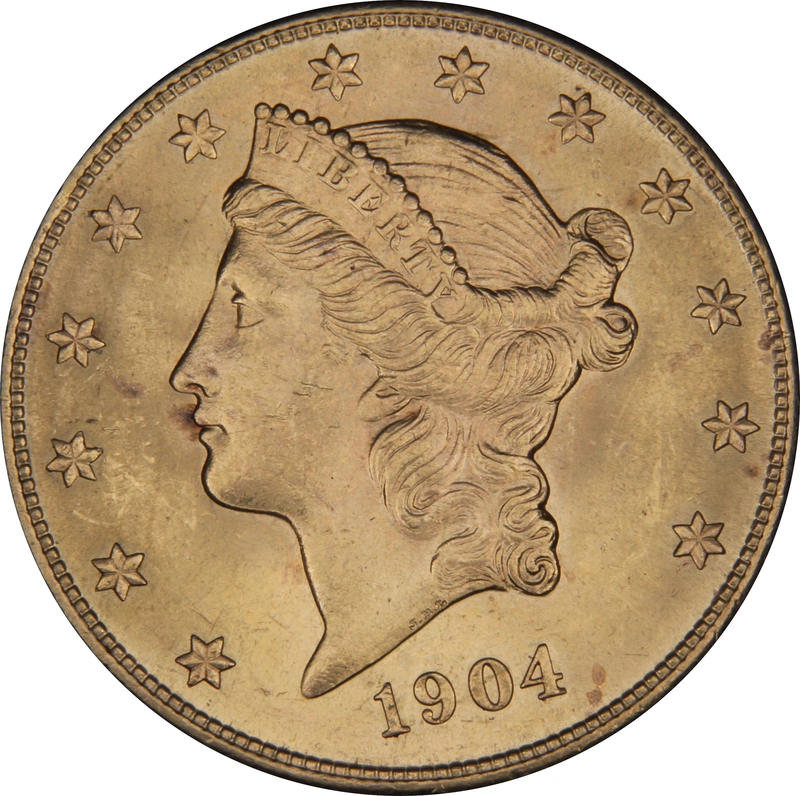 1904 $20 Gold Coin Double Eagle Liberty Head San Francisco NGC MS64