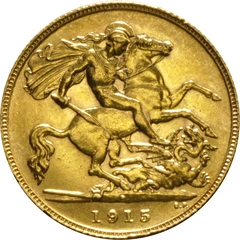 1915 Gold Half Sovereign George V Perth
