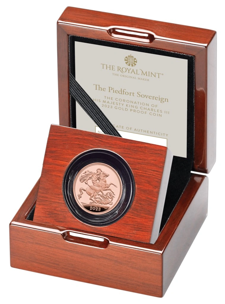 2023 King Charles III Coronation Piedfort Sovereign Gold Proof Coin Boxed
