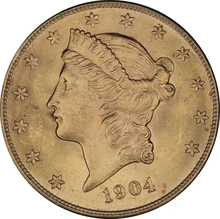 1904 $20 Gold Coin Double Eagle Liberty Head San Francisco NGC MS64
