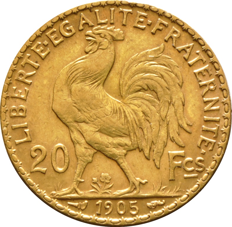 20 French Francs - Marianne Rooster Original 1899 - 1906