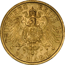 20 Mark German - Willhelm II 1913-1915