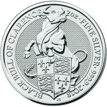 Boxed 2oz Silver Coin, Black Bull of Clarence - Queen's Beast 2018