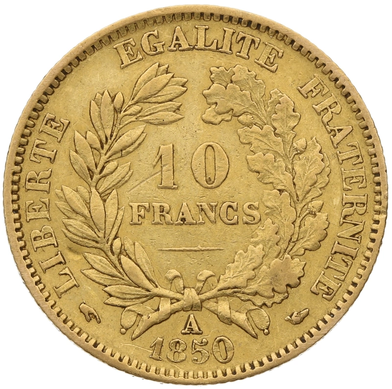 1850 10 French Francs Gold Coin Ceres A
