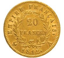 1812 20 French Francs Gold Coin Napoleon I A