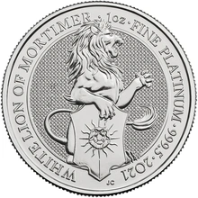 2021 1oz Platinum White Lion of Mortimer - Queen's Beast Coin