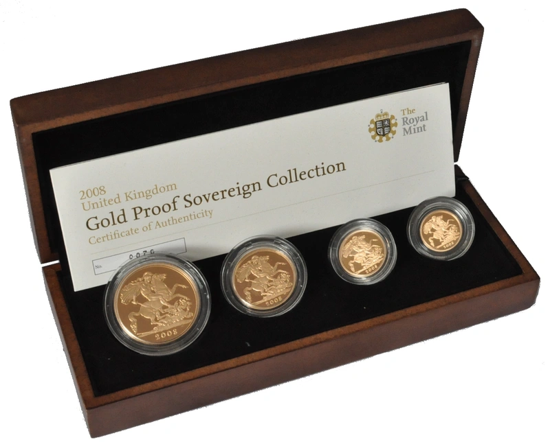 2008 Proof Gold Sovereign 4 Coin Set Boxed