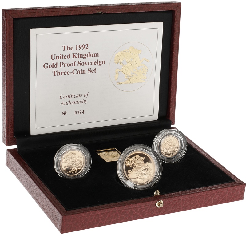1992 Gold Proof Sovereign Three Coin Set
