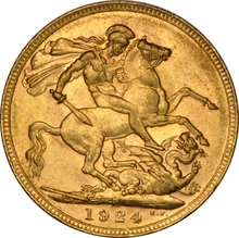 1924 Gold Sovereign - King George V - P NGC AU58