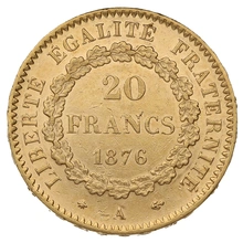 1876 20 French Francs - Guardian Angel - A