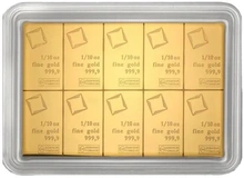 10 x 1/10oz Gold Bar CombiBar Valcambi