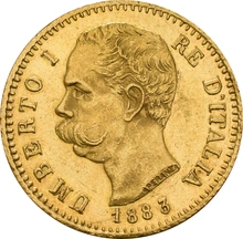 Italian 20 Lire Gold Coin Umberto I