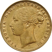 1877 Gold Sovereign Coin Queen Victoria Young Head Melbourne