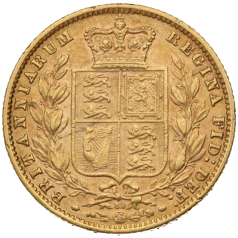 1870 Gold Sovereign - Victoria Young Head Shield Back- London
